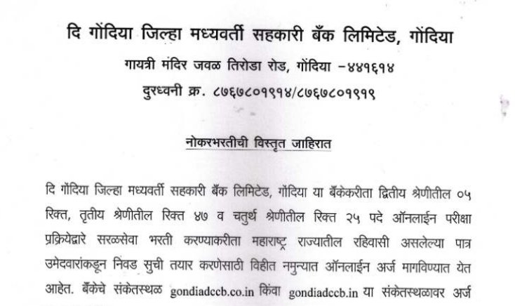 DCC Bank Gondia Recruitment 2025